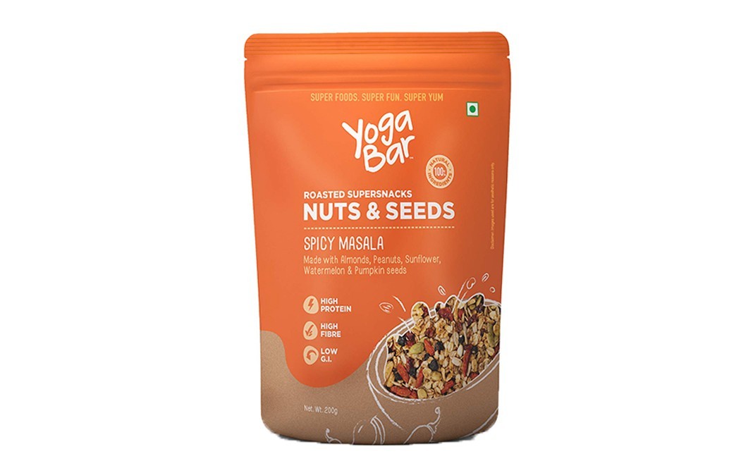 Yoga Bar Roasted Supersnacks Nuts & Seeds Spicy Masala   Pack  200 grams